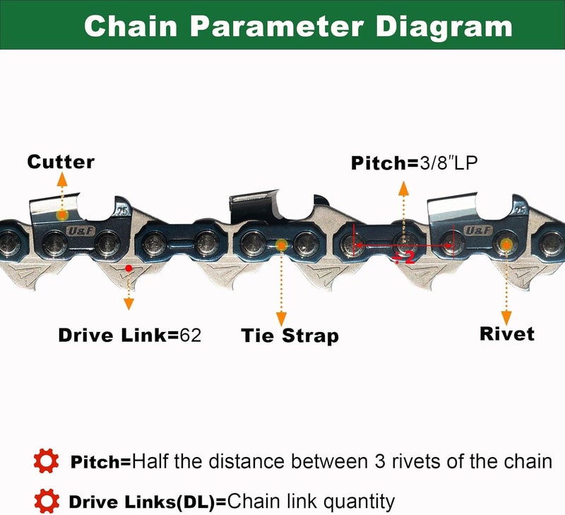 UPFOREST 18 Inch Chainsaw Chain for DEWALT DCCS672 / DCCS672X1 / DCCS672B 60V Chainsaw, 18" Replacement Chain for DEWALT DCCS600 Chainsaw (91EOPX62) - Image 5